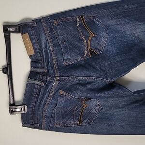 FUSAI Men’s Blue Denim Jeans Size 32x30 Straight Fit Classic Pocket Stitching